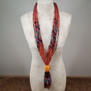 Vintage Western Multi Strand Beaded Navajo Inspired Necklace